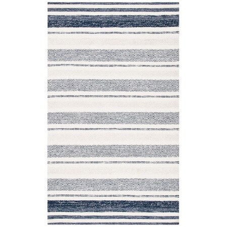 Safavieh 3 x 5 ft. Striped Kilim Contemporary Rectangle Hand Woven Rug Ivory & Navy STK502A-3